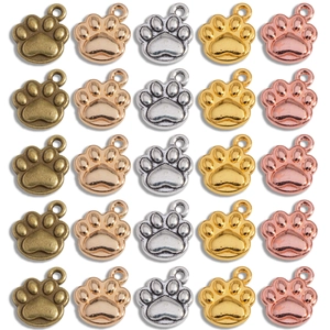Alloy Paw Print Charms For DIY Jewelry Making Antique Silver Gold Pet Dog Cat Footprint Animal Pendants For Necklace Bracelet