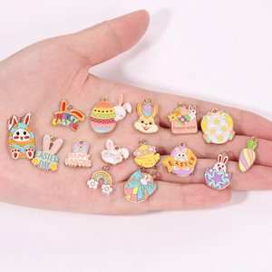 Colorful Easter egg and bunny alloy pendants for DIY jewelry making and crafts