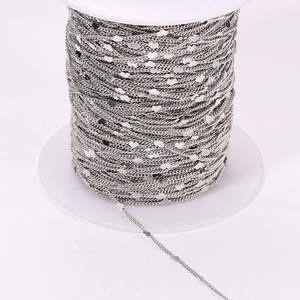 Silver copper DIY chain roll with heart sequins for jewelry and garment making