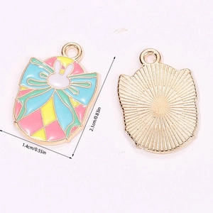 Detail view of Easter bunny charms with dimensions showing 2.1cm by 1.4cm size