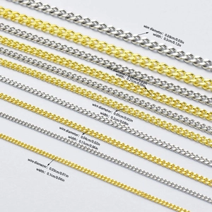 Chaîne à maillons gourmette en acier inoxydable 304 poli pour bijoux en argent et or