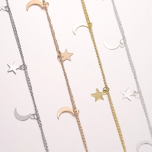Star and moon charm chains in gold, silver, and rose gold finishes for DIY jewelry making