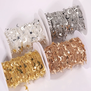 DIY Jewelry Making Chain Star And Moon Charms Alloy Metal Link Chain For Necklace Bracelet Making Handmade Craft Supplies