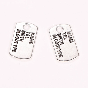 Antique silver military ID tags for DIY jewelry making with engraved data fields
