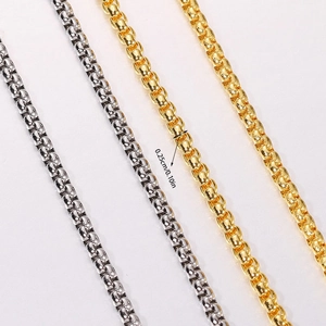 Golden and silver 0.25cm 304 stainless steel box chain necklace DIY jewelry components