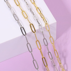 Gepolijste 304 roestvrijstalen paperclip kettingen in goud en zilver afwerkingen