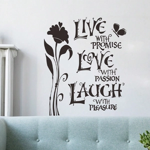 Minimalist wall sticker with floral pattern and motivational English quotes for home decor