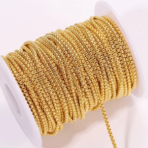 Bulk 18K gold plated 304 stainless steel box chain spool for DIY jewelry making