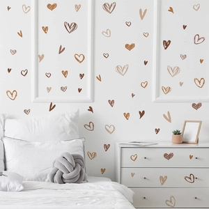 Morandi heart wall stickers in earth tones for modern home aesthetic wall decoration