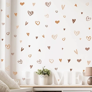 Boho Morandi heart wall stickers in earthy tones for home decor and nursery wall