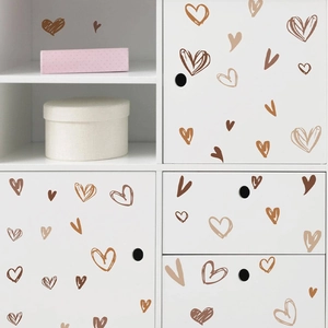 Morandi heart wall stickers set in brown and khaki tones for home furniture decor