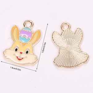 Detailed size view of bunny Easter egg alloy charms for jewelry making DIY projects