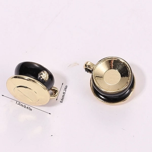 Detailed size view of black and gold miniature coffee cup pendant charms