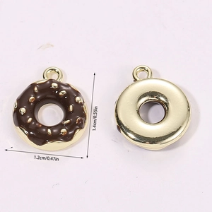 Detail view of 3D miniature chocolate donut pendant showing front and back textures
