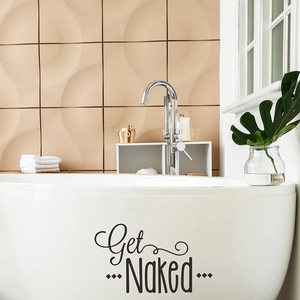 Get Naked Quote Muursticker PVC Waterdicht Badkamer Decor Sticker Voor Badkuip Glas Glad Oppervlak Modern Minimalistisch Art