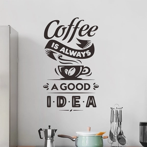 Kreatives Kaffee Wandtattoo mit 'Coffee IS ALWAYS A GOOD IDEA' Text und Tassen-Design