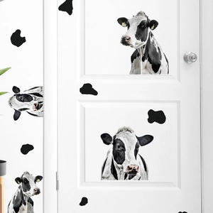 Self-adhesive black and white cow print wall stickers for bedroom door decoration