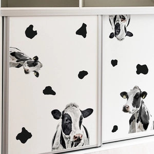 Self-adhesive cow print wall decals for bedroom furniture and home decoration