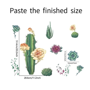Spécifications de taille pour l'agencement des stickers muraux cactus aquarelle