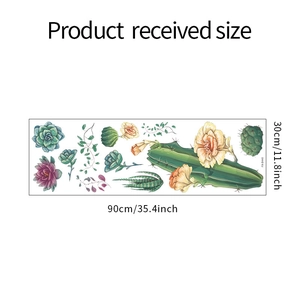 Stickers muraux cactus tropicaux arc-en-ciel dimensions du produit en planche 30x90cm