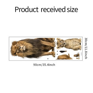 Détail de la planche de stickers muraux famille de lions, format reçu de 90cm x 30cm