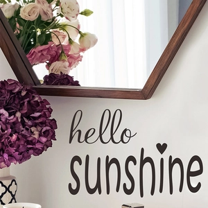Modern hello sunshine wall sticker with heart detail for home mirror and window decor