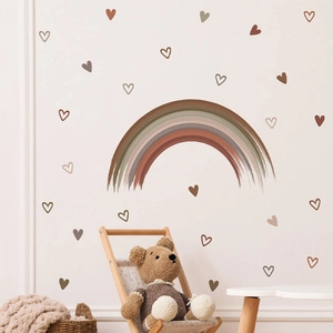 Morandi rainbow and heart wall decals for children nursery room minimalist home decoration