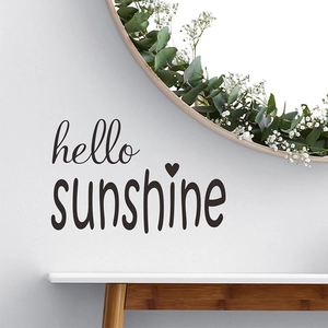 Hello Sunshine Artistic Lettering Wall Sticker With Heart Pattern Removable PVC Vinyl Decal For Home Bedroom Living Room Decor
