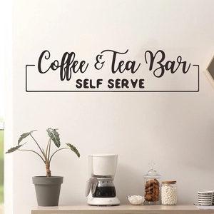 Adesivo murale nero moderno Coffee & Tea Bar per decorazione di casa e caffetteria