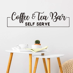Adesivo murale Coffee & Tea Bar in corsivo elegante per l'arredamento di bar e caffè