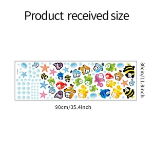 Cartoon ocean world wall sticker sheet with colorful fish and sea stars 30x90cm size
