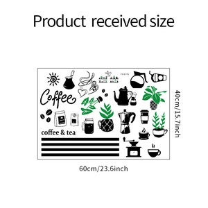 Layout dettagliato degli adesivi murali caffè con dimensioni 60cm per 40cm