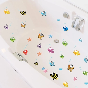 Cartoon underwater ocean fish wall stickers for bathroom bathtub decoration set