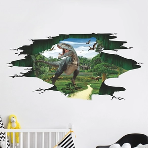 3D Dinosaur Broken Wall Sticker Removable PVC Decal For Kids Room Bedroom Living Room Home Decor Mural FX-E173
