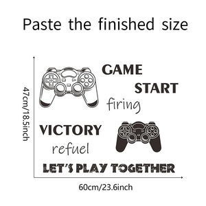 Détail du sticker mural jeu vidéo montrant les dimensions 60x47cm et texte Game Start