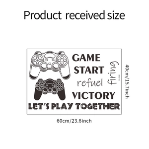 Tableau de tailles pour stickers muraux de manettes de jeu avec slogans geek