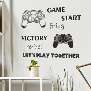 Stickers muraux manette de jeu avec slogans de gamer pour décoration de salon moderne