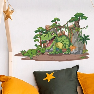 Cartoon forest dinosaur wall stickers for kids bedroom nursery home wall decor