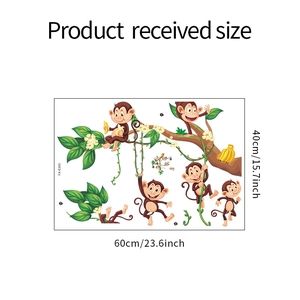 Tableau de tailles pour sticker mural singe et liane mesurant 60cm par 40cm en PVC