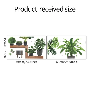 Detailed dimensions of waterproof monstera plant wall decals for bedroom decor