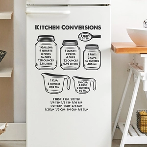 Kitchen Measurement Conversion Wall Sticker Black PVC Decal For Fridge Cabinet Kitchen Decor Measurement Reference Chart
