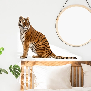 Realistic tiger wall sticker decor for a modern minimalist bedroom or living room wall