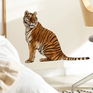 Realistic tiger wall sticker with orange and black stripes for living room home decor