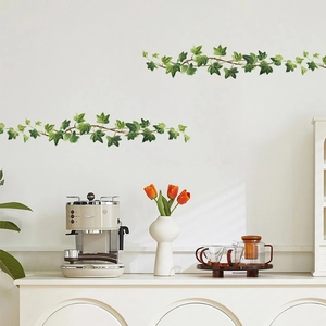 Fresh Ivy Green Plant Vine Wall Sticker PVC Waterproof Self-Adhesive Glass Window Door Home Decor Modern Minimalist Wall Decal