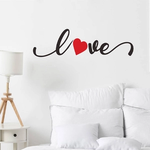 Artistic LOVE Letter Wall Sticker With Red Heart PVC Self Adhesive Decorative Decal For Bedroom Living Room Home Decor