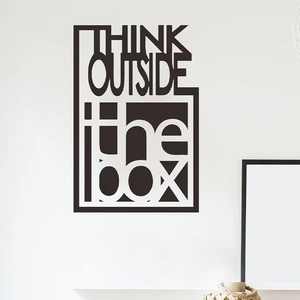Creative Think Outside The Box wall decal, modern black geometric art for home office decor