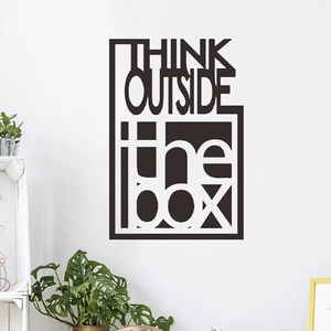 Modern Think Outside The Box wall sticker in minimalist home living room setting