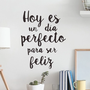 Sticker mural espagnol avec citation motivante Hoy es un buen día pour la maison