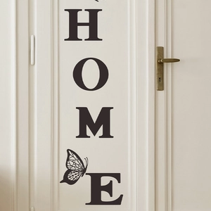 Modern black HOME wall sticker with butterfly detail for bedroom and living room decor