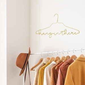 Modern Minimalist Gold PVC Wall Sticker Removable Hanger Design With Hang In There Quote For Bedroom Living Room Home Decor